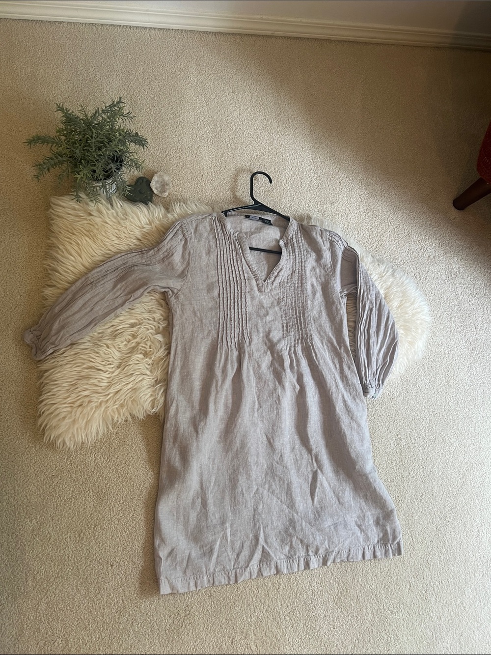 Tahari 100% Linen shirt dress in grey XS